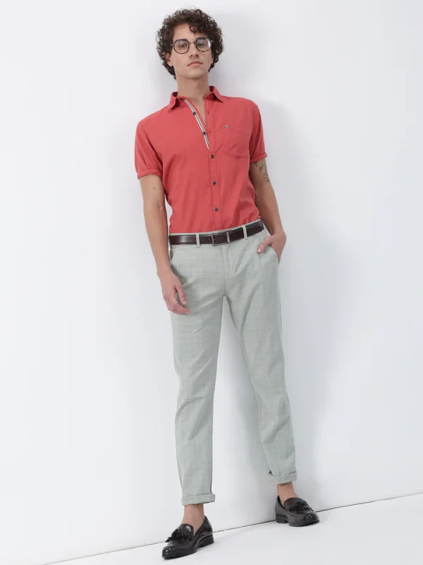 Dk Red Solid Short Sleeve Casual Shirt